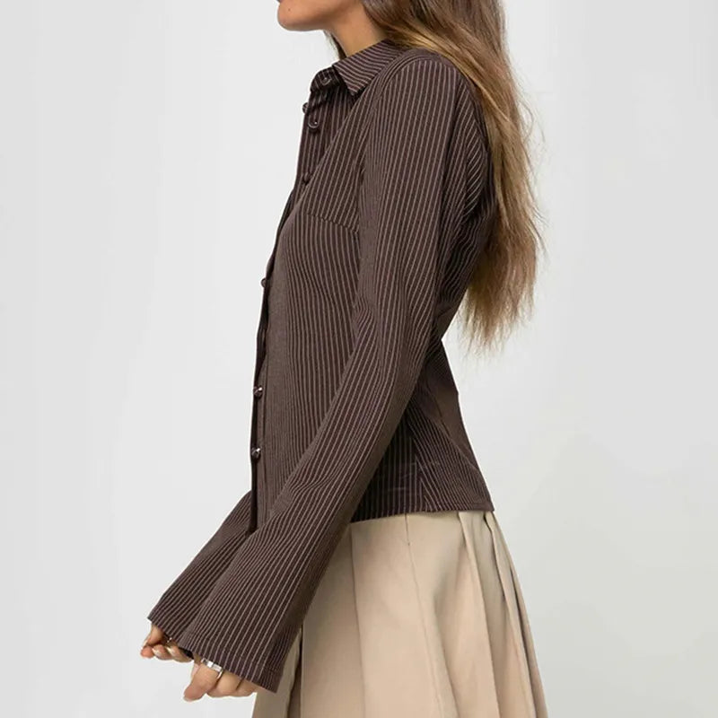 Women's Blouse Retro Flared Sleeves Cotton