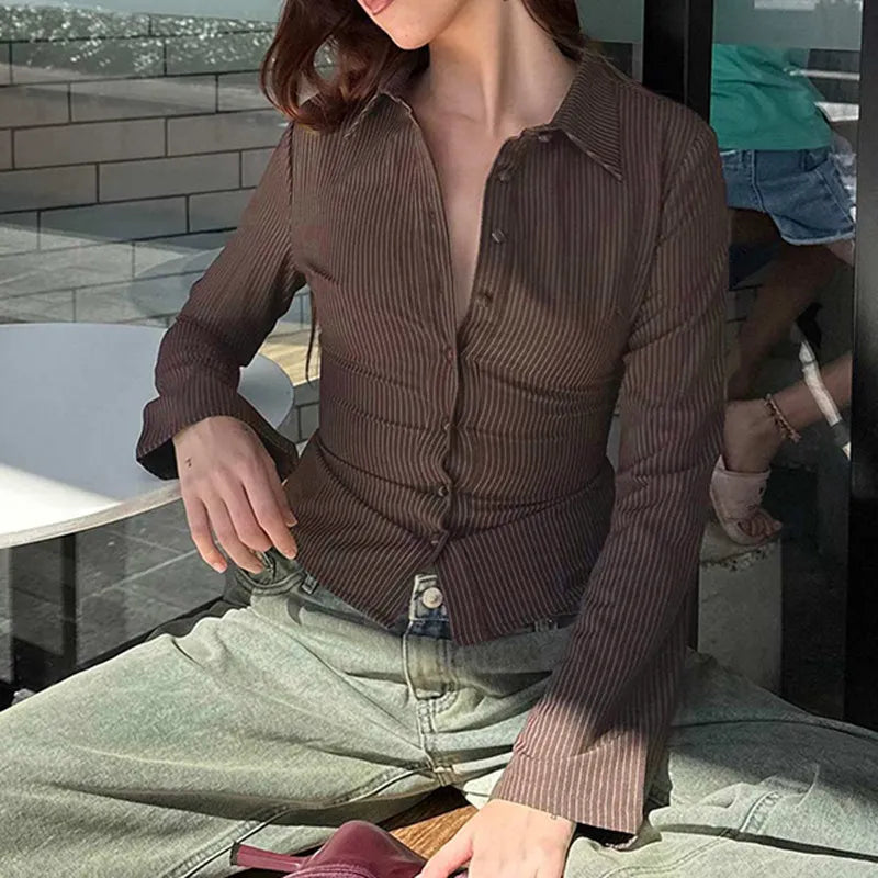Women's Blouse Retro Flared Sleeves Cotton