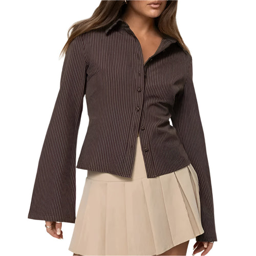 Women's Blouse Retro Flared Sleeves Cotton
