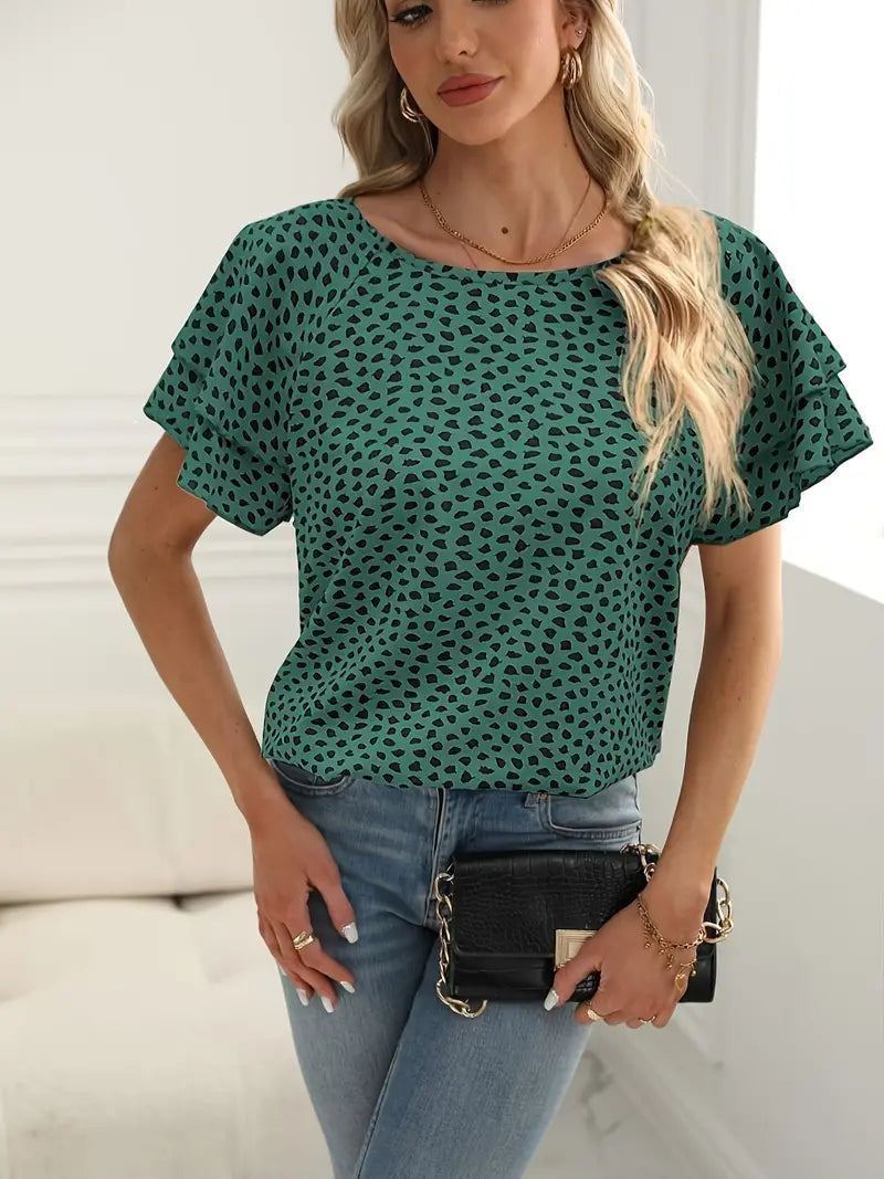 Women's Blouse Wavy Finish Circle Neckline High Quality Fabric