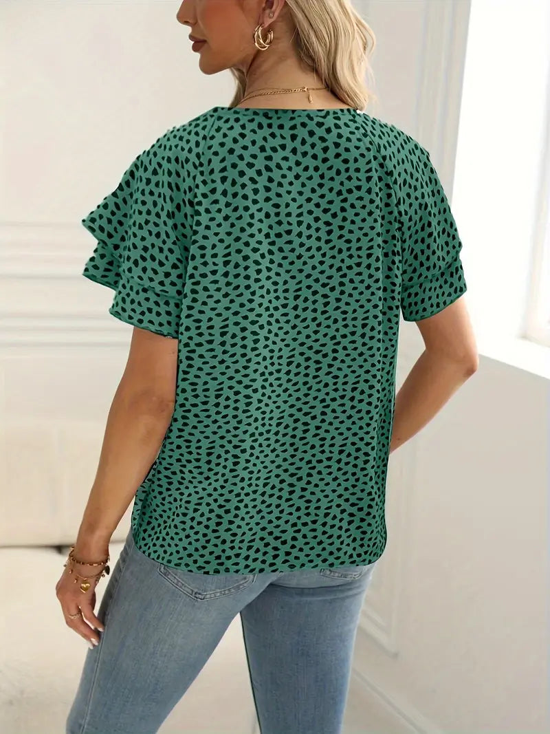 Women's Blouse Wavy Finish Circle Neckline High Quality Fabric