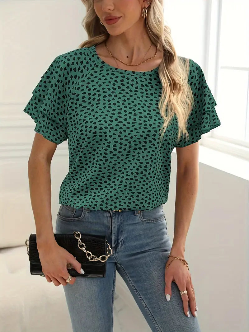 Women's Blouse Wavy Finish Circle Neckline High Quality Fabric
