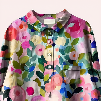 Women's Blouse With Flower Print For Summer Style