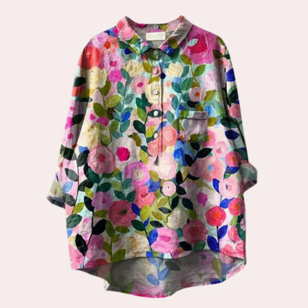 Women's Blouse With Flower Print For Summer Style