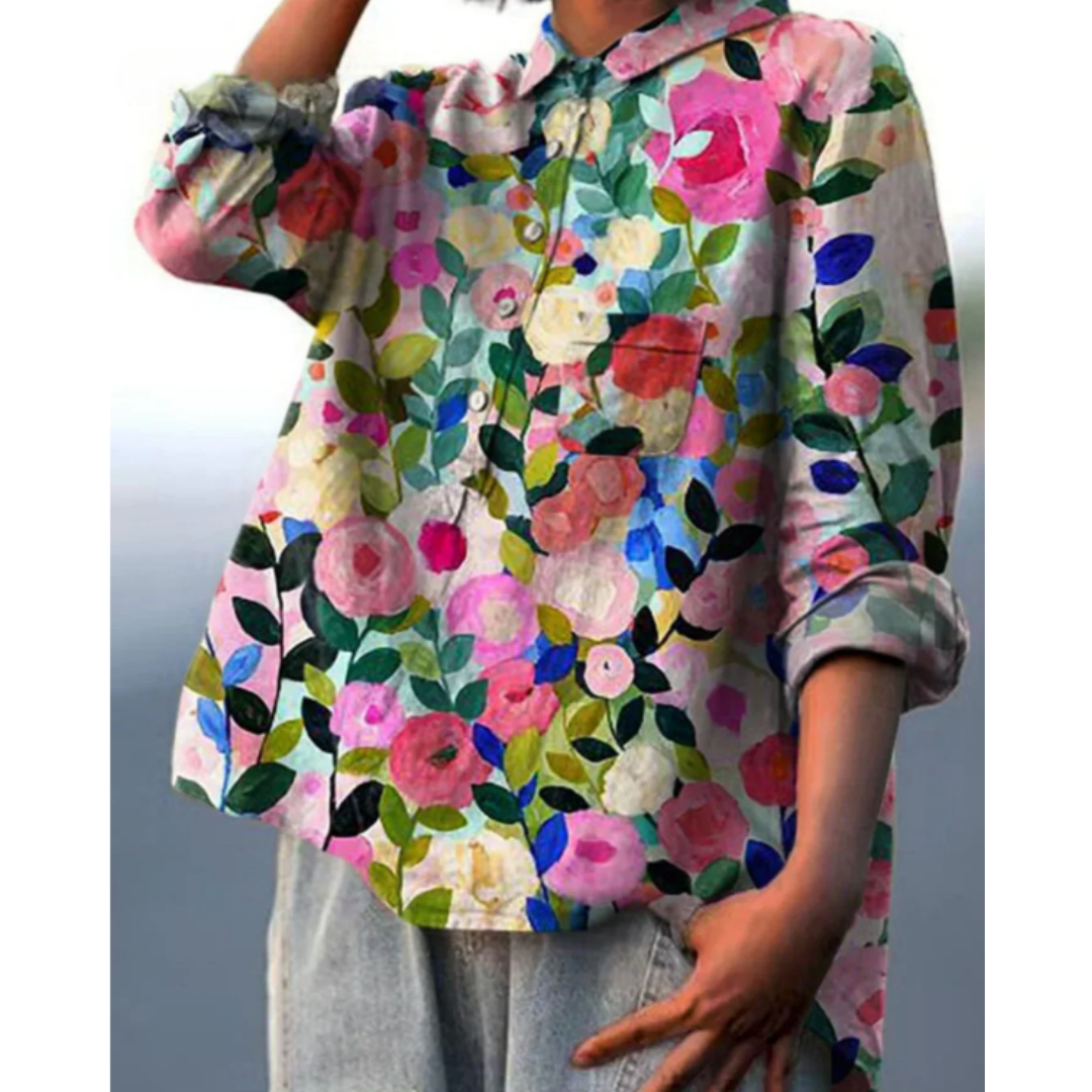Women's Blouse With Flower Print For Summer Style