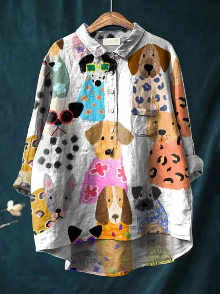 Women's Blouse With Playful Print For Casual And Semi-Formal Occasions