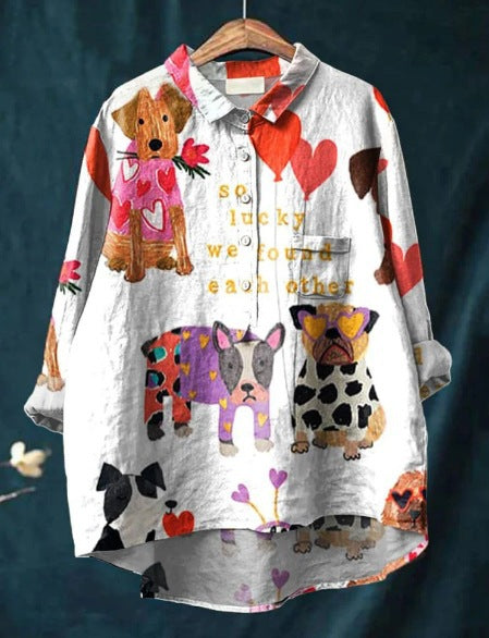 Women's Blouse With Playful Print For Casual And Semi-Formal Occasions