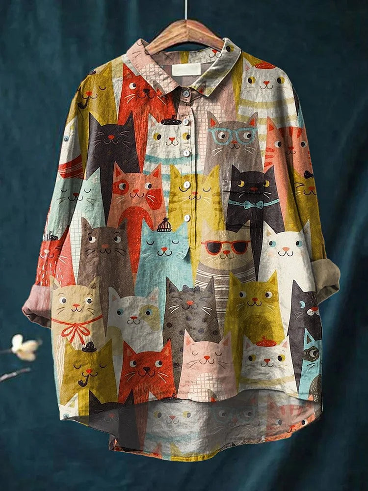 Women's Blouse With Playful Print For Casual And Semi-Formal Occasions