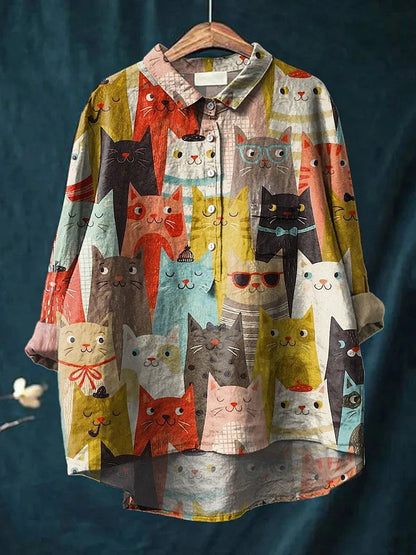 Women's Blouse With Playful Print For Casual And Semi-Formal Occasions