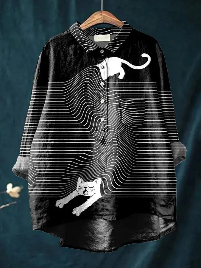 Women's Blouse With Playful Print For Casual And Semi-Formal Occasions