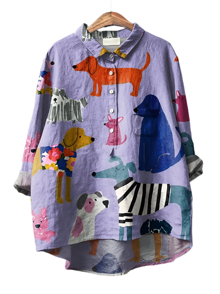 Women's Blouse With Playful Print For Casual And Semi-Formal Occasions