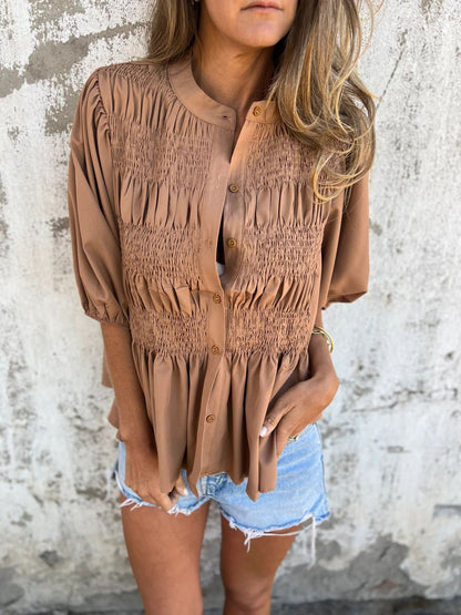 Women's Blouse With Plissé Design and Relaxed Fit