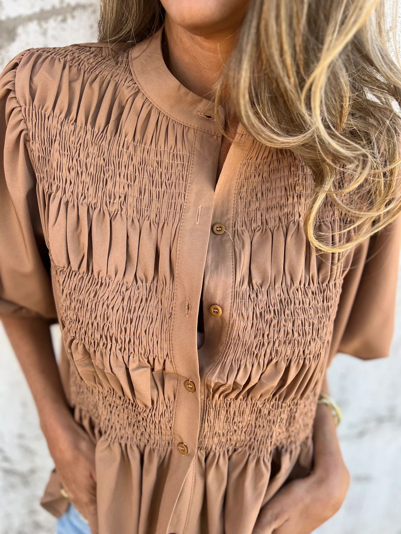 Women's Blouse With Plissé Design and Relaxed Fit