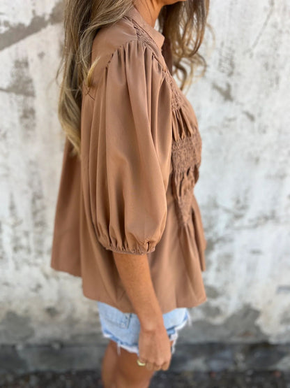 Women's Blouse With Plissé Design and Relaxed Fit