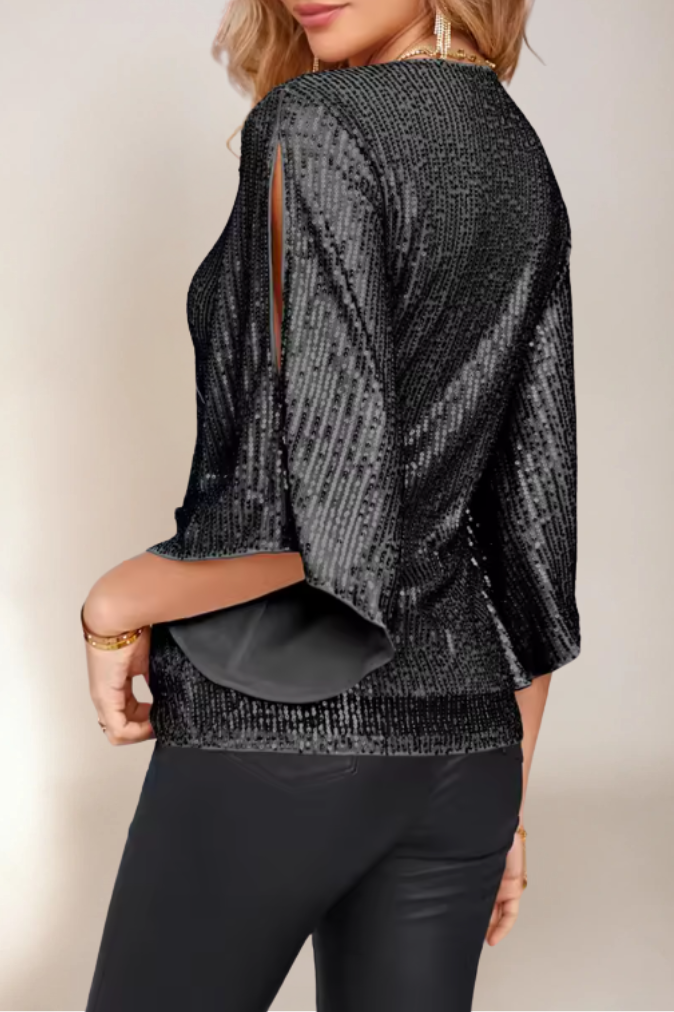 Women's Blouse With Wrap Design and Bell Sleeves