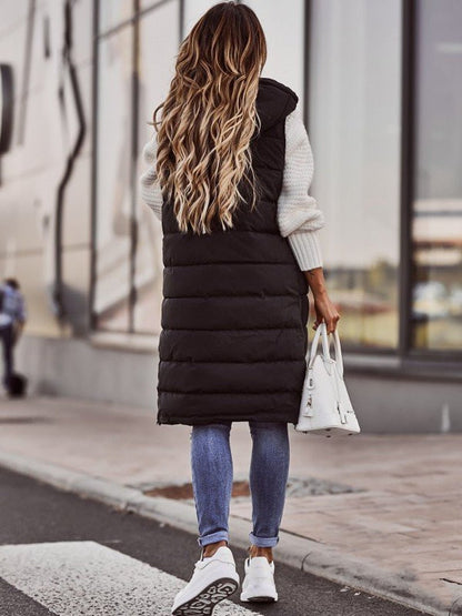 Women's Bodywarmer Long Quilted Vest for Comfortable Layering Look