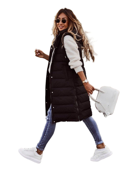 Women's Bodywarmer Long Quilted Vest for Comfortable Layering Look