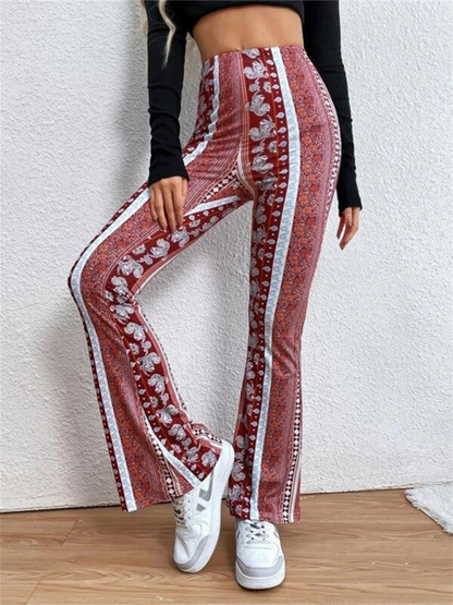 Women's Boho Printed Skinny Micro Slim Casual Trousers