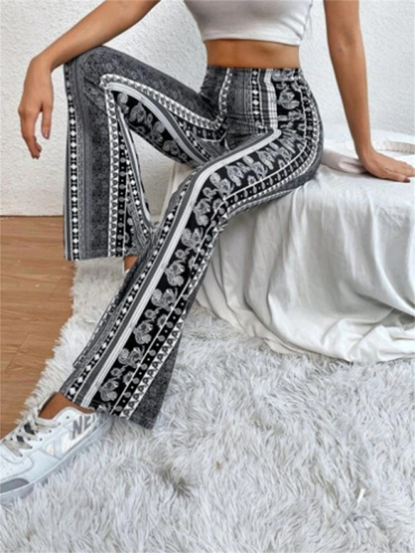 Women's Boho Printed Skinny Micro Slim Casual Trousers
