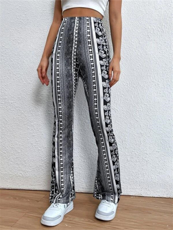 Women's Boho Printed Skinny Micro Slim Casual Trousers