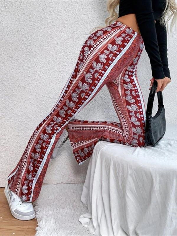 Women's Boho Printed Skinny Micro Slim Casual Trousers