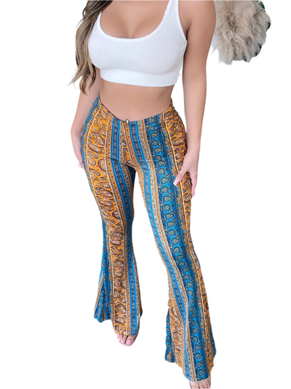 Women's Boho Printed Skinny Micro Slim Casual Trousers