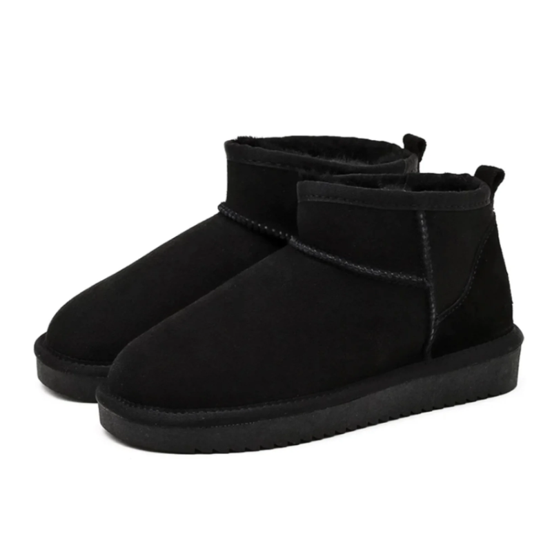 Women's Boots Half-High Faux Leather Fleece Lining for Comfortable Winter Look
