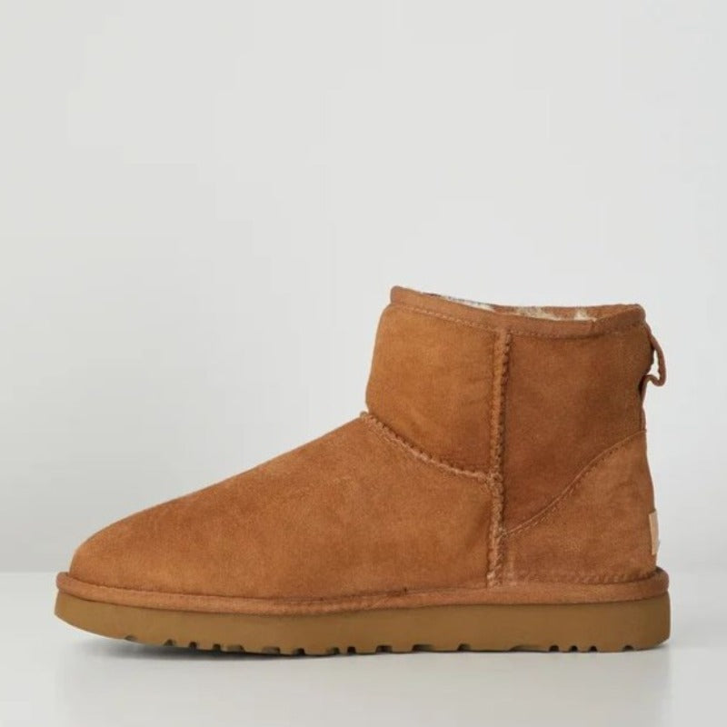Women's Boots Half-High Faux Leather Fleece Lining for Comfortable Winter Look