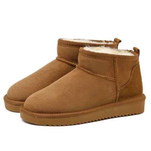 Women's Boots Half-High Faux Leather Fleece Lining for Comfortable Winter Look
