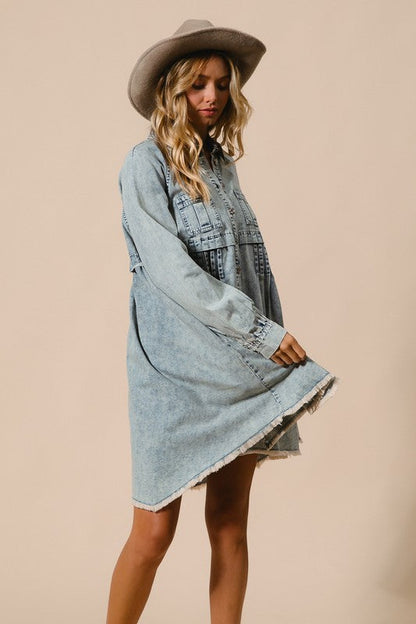 Women's Button Dress Light Denim