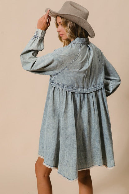 Women's Button Dress Light Denim