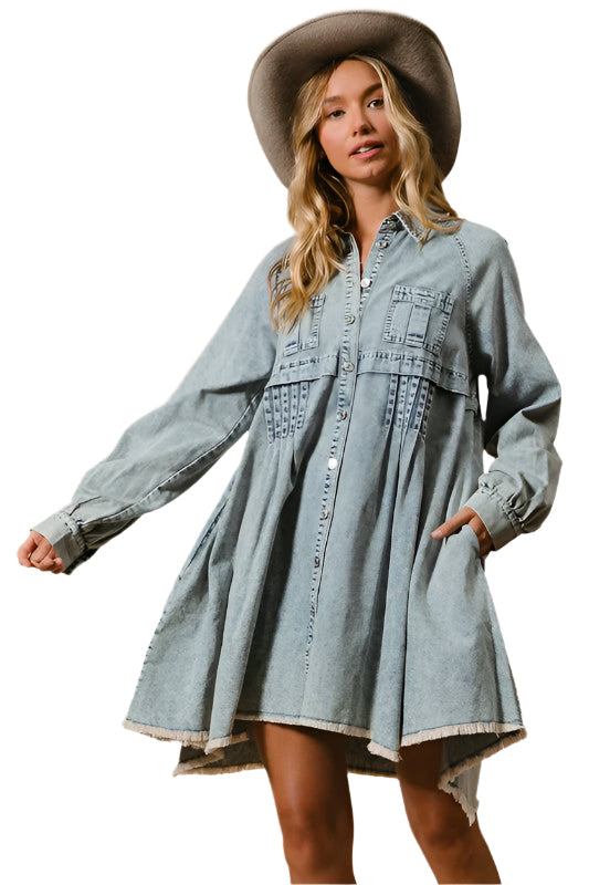 Women's Button Dress Light Denim