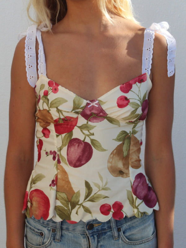 Women's Cami Top V-Neck Bohemian Print