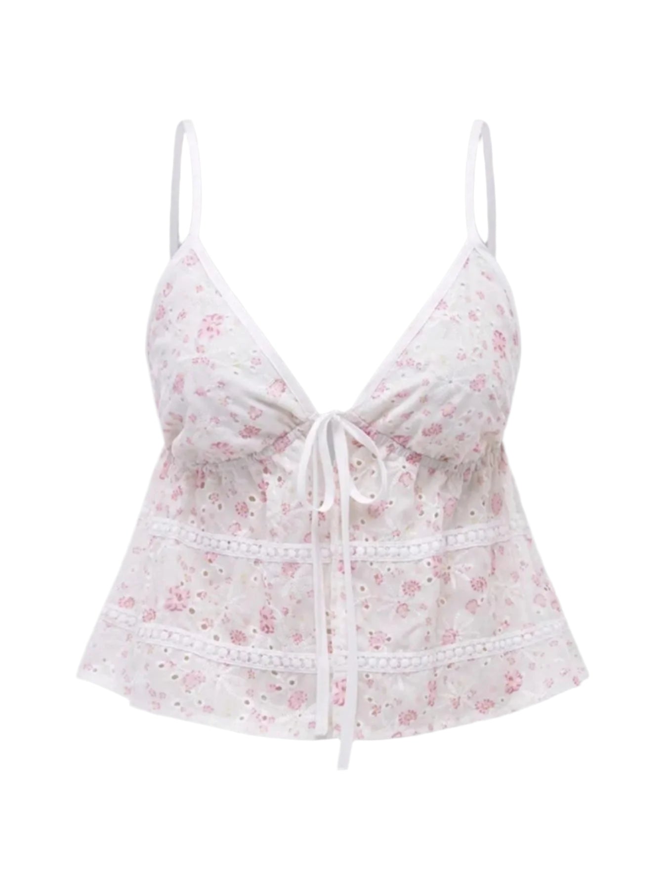 Women's Cami Top with Floral Print and Bow