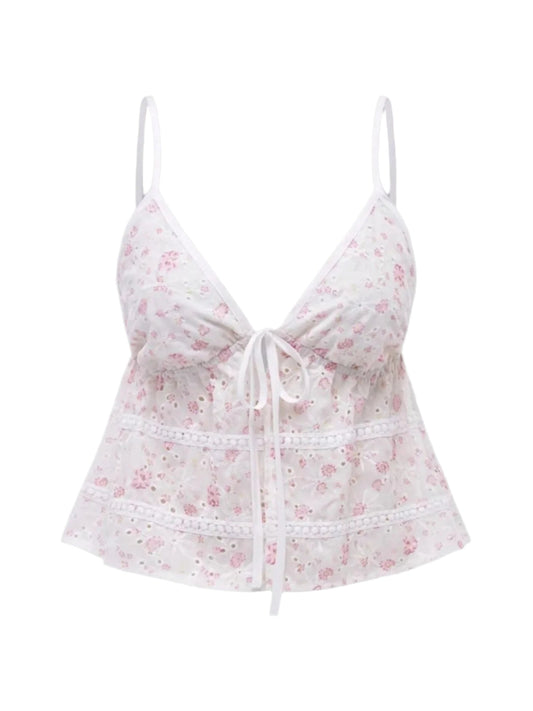 Women's Cami Top with Floral Print and Bow