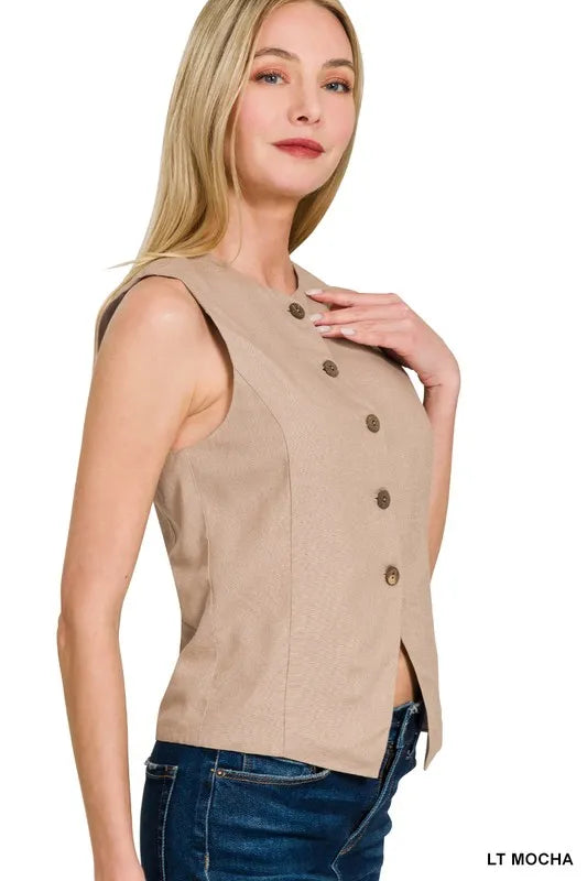 Women's Cardigan Button-Down Linen Style Breathable With Pockets