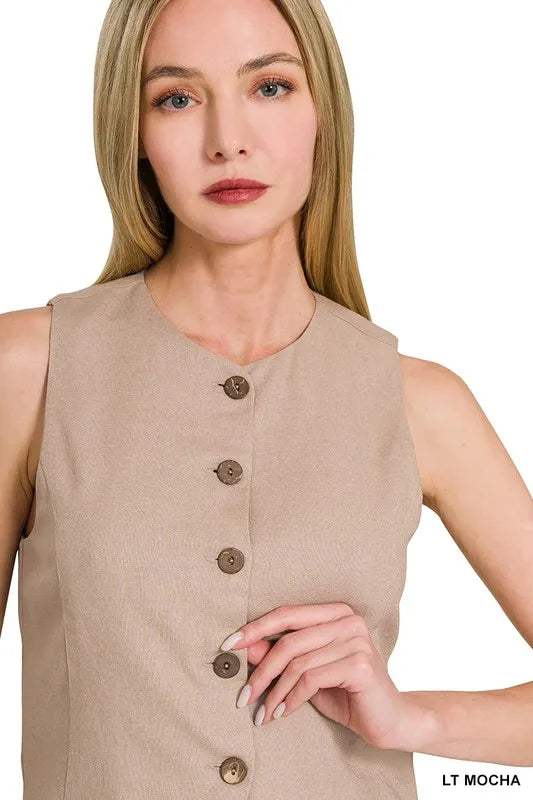 Women's Cardigan Button-Down Linen Style Breathable With Pockets