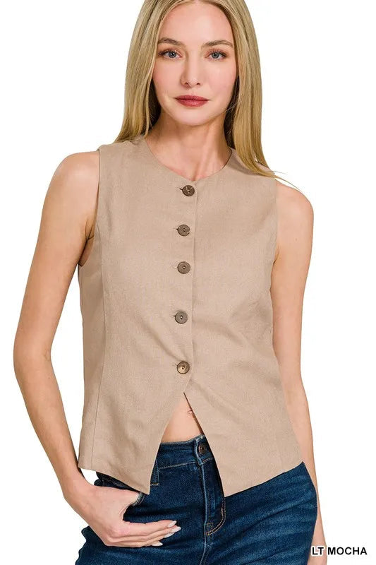 Women's Cardigan Button-Down Linen Style Breathable With Pockets