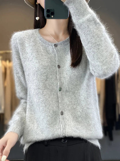 Women's Cardigan Round Neck Cotton Classic