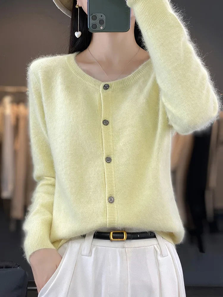 Women's Cardigan Round Neck Cotton Classic