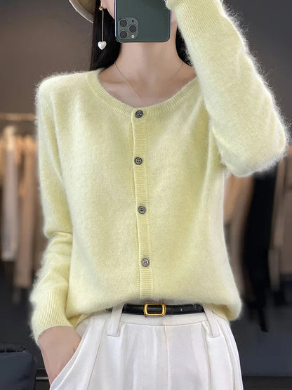 Women's Cardigan Round Neck Cotton Classic