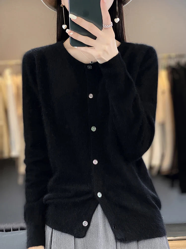 Women's Cardigan Round Neck Cotton Classic