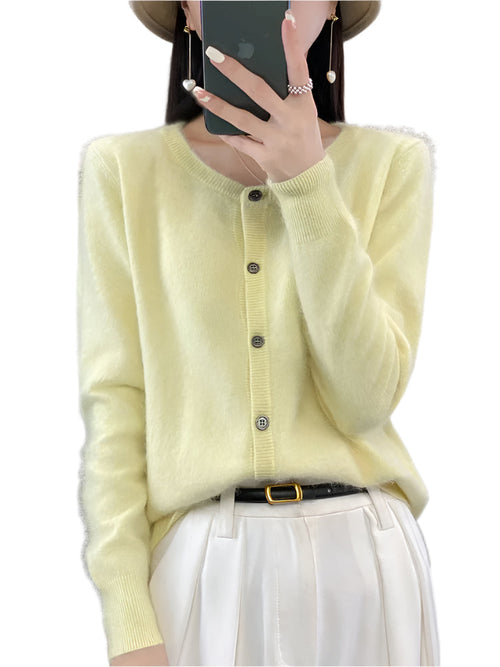 Women's Cardigan Round Neck Cotton Classic