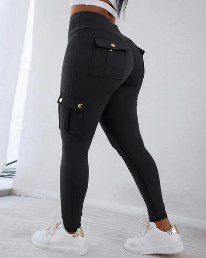 Women's Cargo Trousers High Waist Casual Slim Fit