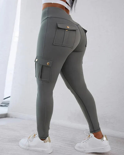 Women's Cargo Trousers High Waist Casual Slim Fit