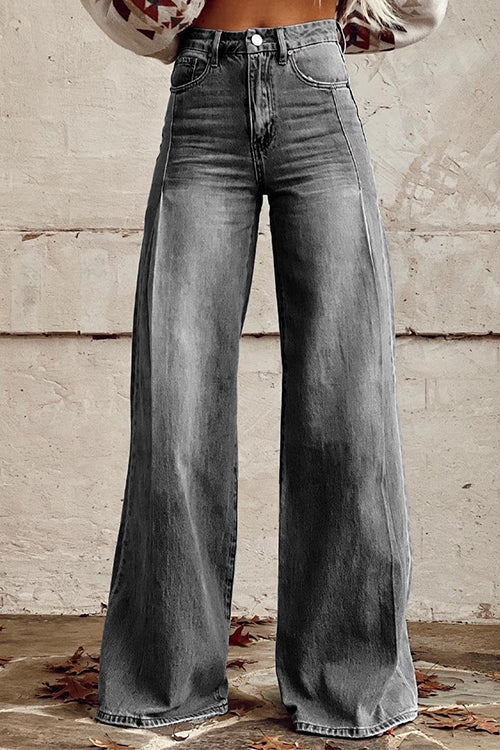 Women's Casual Denim Pants with Wide Legs