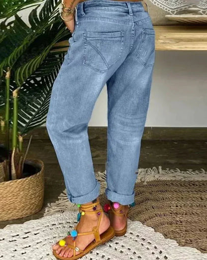 Women's Casual Jeans Loose Fit Cotton Blend