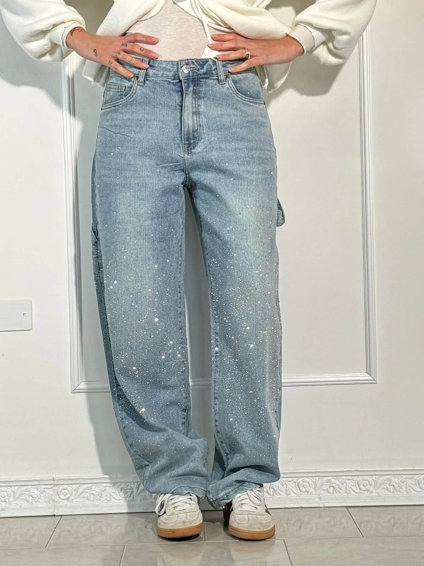 Women's Casual Jeans With Diamond Details