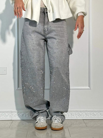 Women's Casual Jeans With Diamond Details