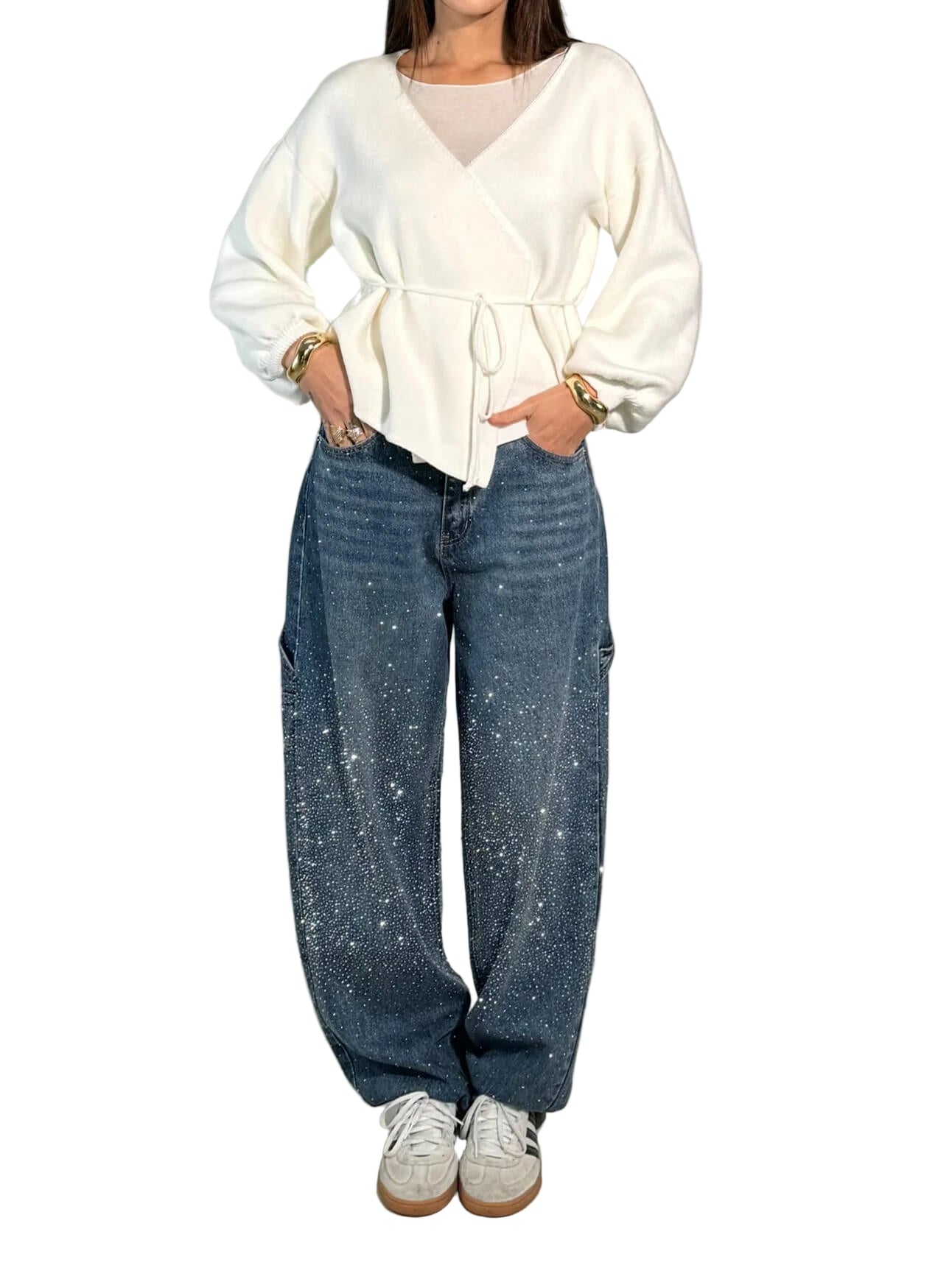 Women's Casual Jeans With Diamond Details